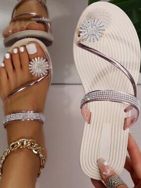 New Rhinestone Flat Sandals